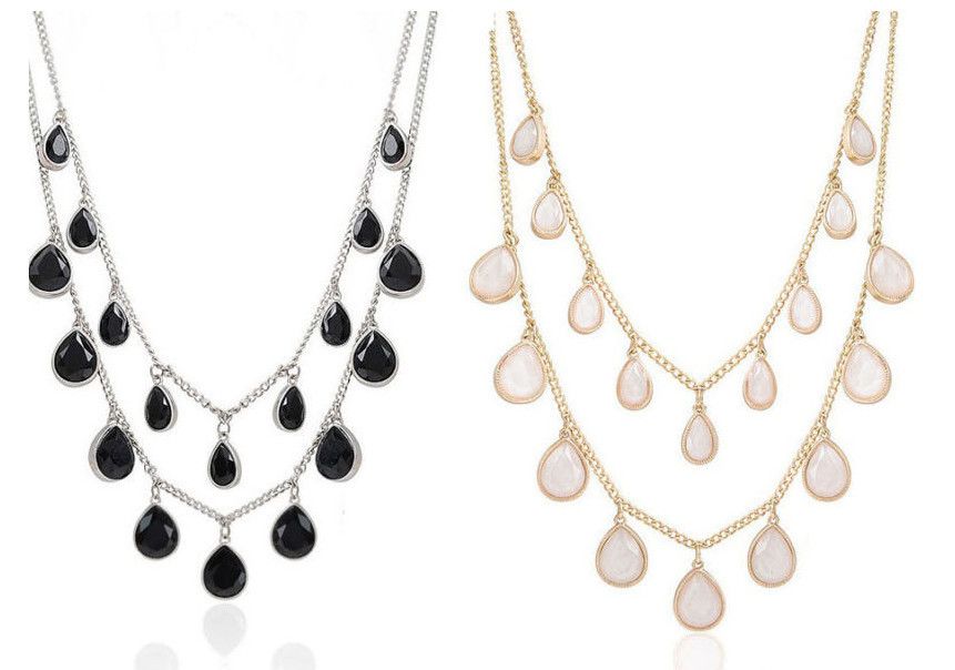 Fashion Dazzling Crystal Gold Plated Charming Drop Charm Necklace