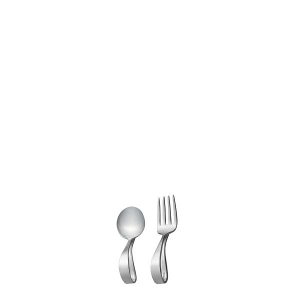 Sterling Silver 2 PC Baby Set Spoon Fork Loop Handle