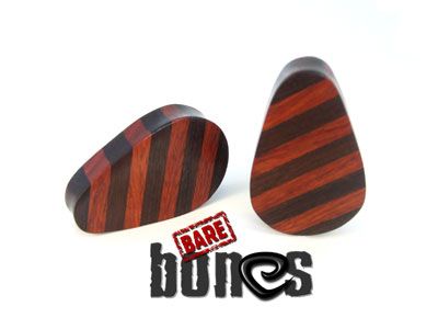 Ear Gauge 40mm Ebony Blood Wood Organic Jewelry Teardrop Plugs Gauges