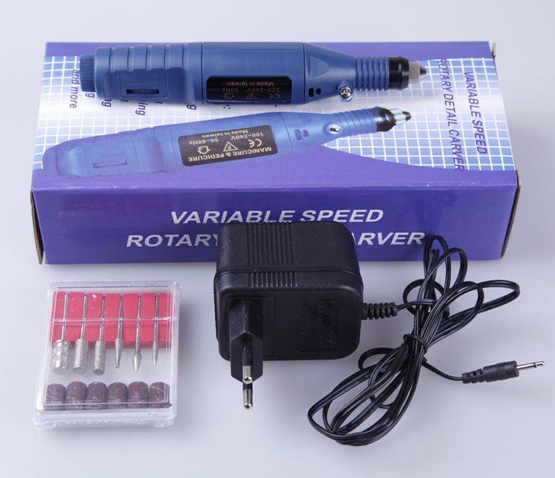 Electric Nail Art Drill 6 Bits Manicure Pedicure Tools Blue Colour Set