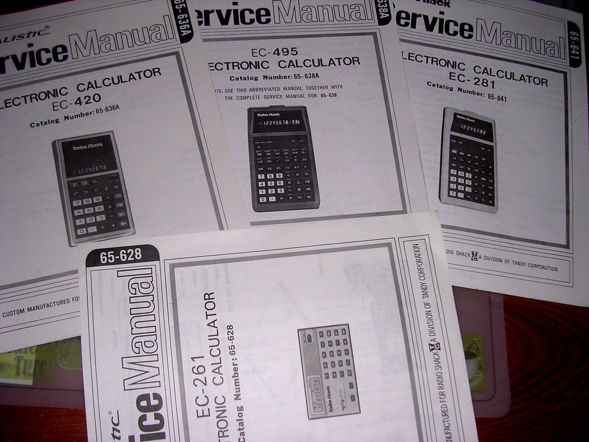 SERVICE Manuals REALISTIC Radio Shack ELECTRONIC CALCULATORS EC261