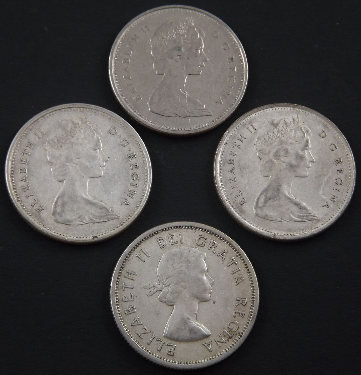 QUEEN ELIZABETH II  CANADA SILVER QUARTER COINS   80% SILVER   LOT of