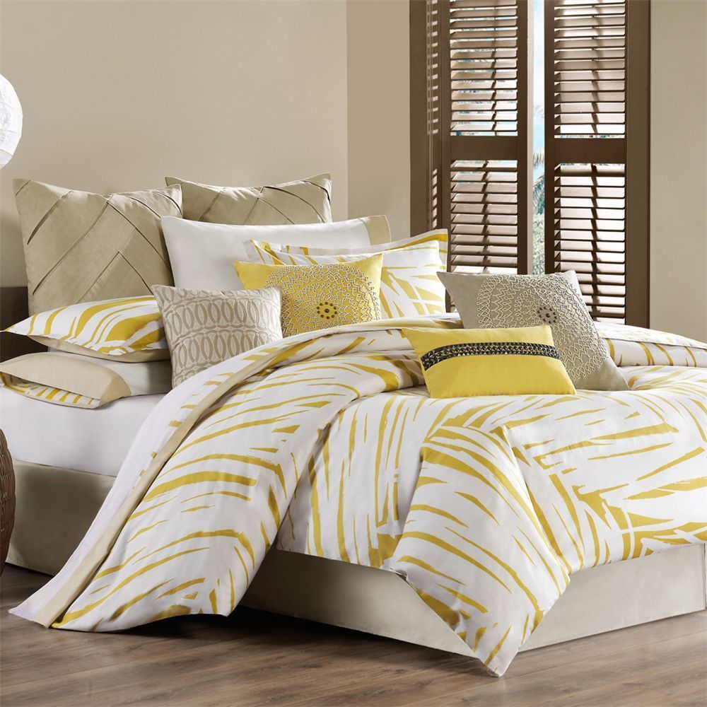 Echo Design Abstract Palm Langa QUEEN Comforter Set Pillow 7 Pc