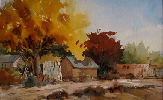 Charles Bud Edmondson Watercolor Corrales New Mexico