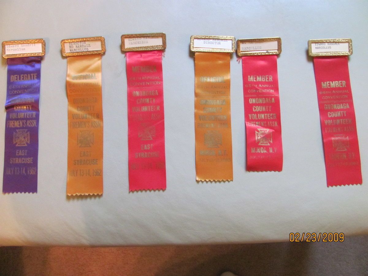  County NY Volunteer Firemens Fire ribbons Edward Randall 1962   1964