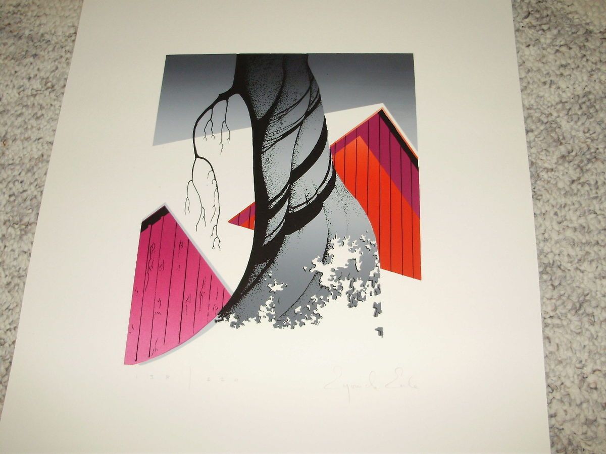 EYVIND EARLE winter barn 138 220 original signed