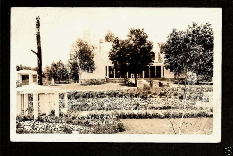 Elcho Wisconsin Wi 1933 RPPC Kraftwood Resort Gardens