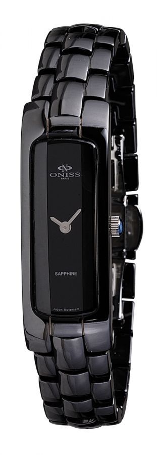 NEW ONISS LADIES MOTHER OF PEARL DIAL BLACK CERAMIC WATCH ON8045 L