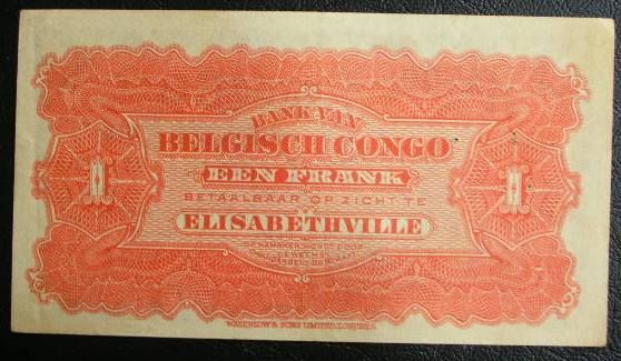 Belgium Congo 1 Franc Elizabethville 1914 P 3 Banknote AU UNC RARE