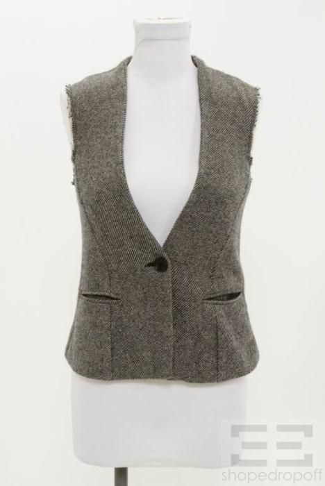 Etoile Isabel Marant Grey & Black Tweed Wool Vest Size 1 NEW