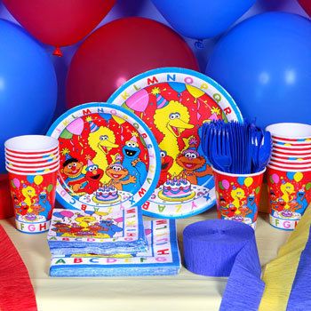 Sesame Street Elmo ABC Birthday Supplies Party SET for 16 ~Cups Plates