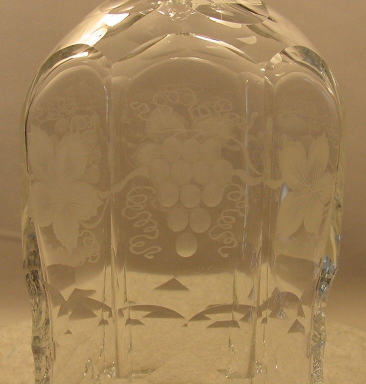 Etched Crystal Decanter Signed Webb England