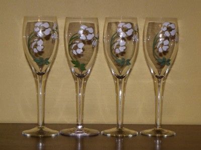 Perrier Jouet Hand Painted Crystal Champagne Flutes Belle Epoque