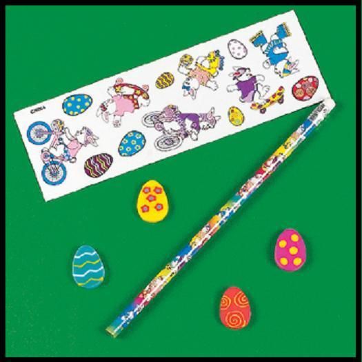 Easter Bunny Basket Pencil Erasers Stickers ABCraft