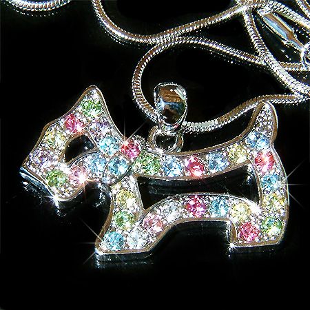 Collier Chien Scottish Scottie Terrier Cristal Argent