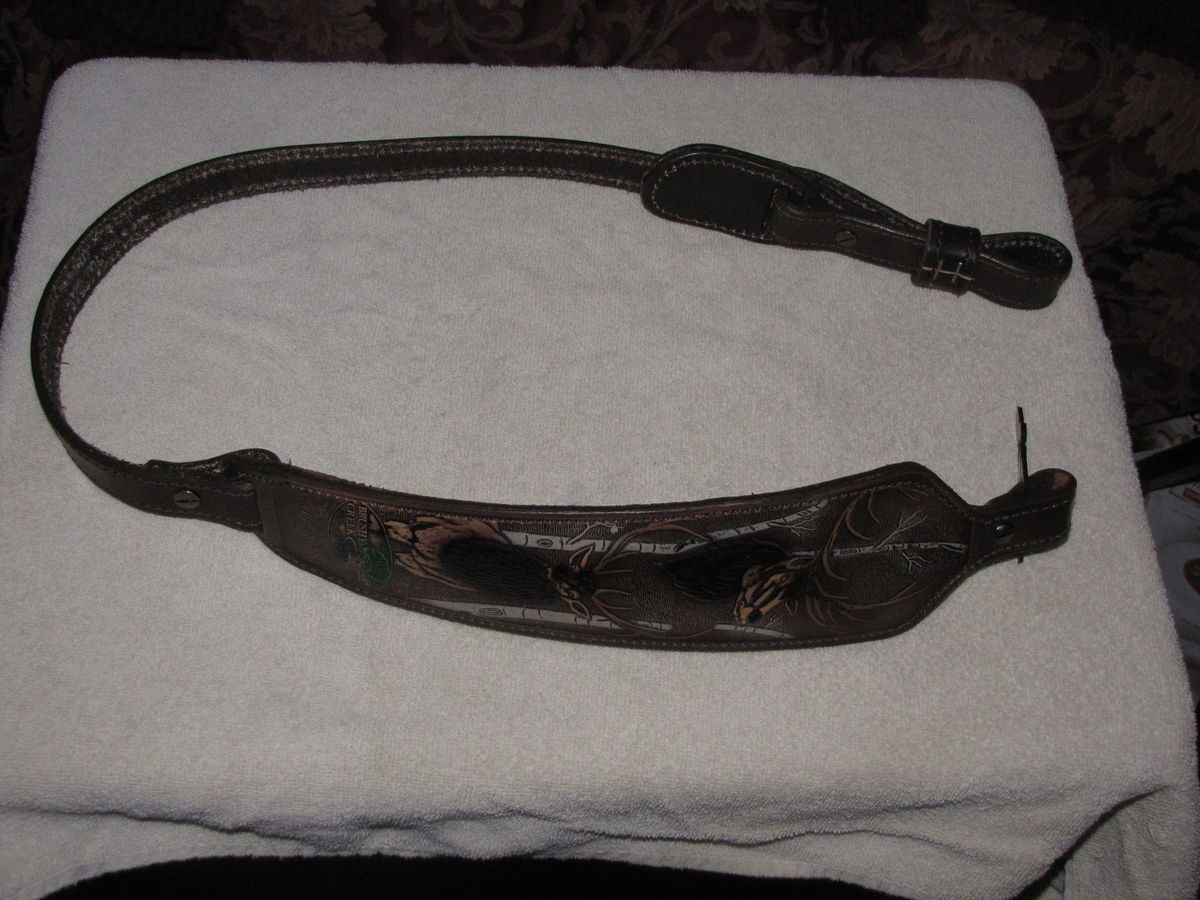 Leather Brushey Creek Elk Design Gun Sling