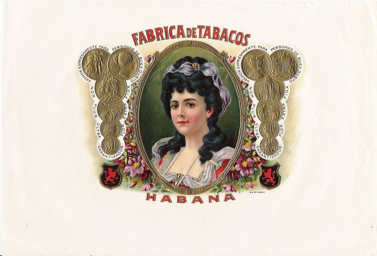  Vintage Embossed Cigar Box Label Fabrica de Tabacos Habana