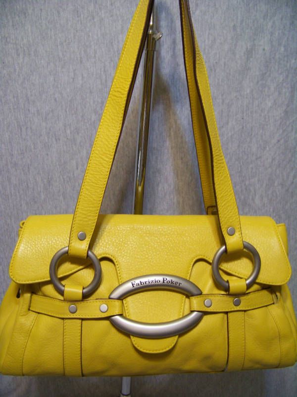 Fabrizio Poker Italian Sunflower Leather Handbag NWOT