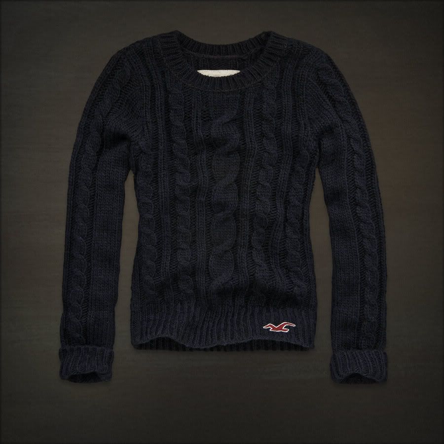 New Hollisterabercrombie Fitch Womens Sweater Cable Knit Sweater Navy