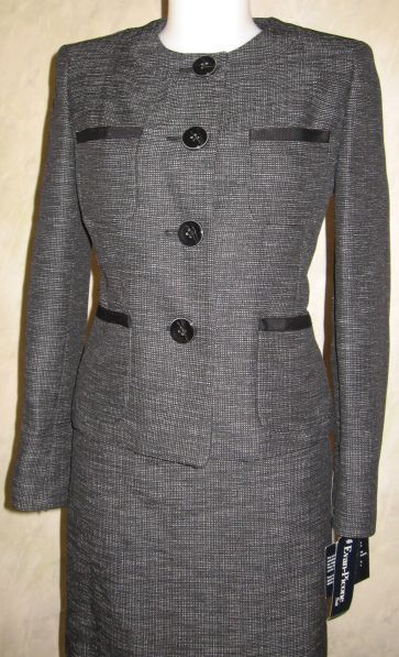 Evan Picone Imperial Seas Black Multi Skirt Suit Sz 8 $200