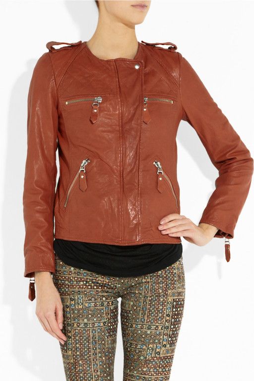Etoile Isabel Marant Rust Leather Kady Jacket Size FR42