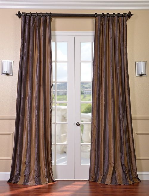 Verona Faux Silk Taffeta Stripe Curtains Drapes