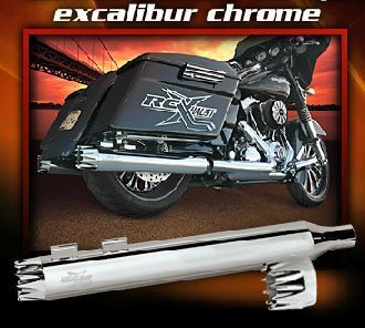 RC COMPONENTS EXCALIBUR Chrome 4 SLIP ON MUFFLERS HARLEY STREET GLIDE