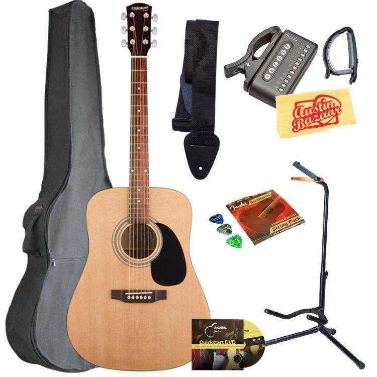 Fender Starcaster Acoustic Guitar Bundle w Gigbag Strings Tuner More