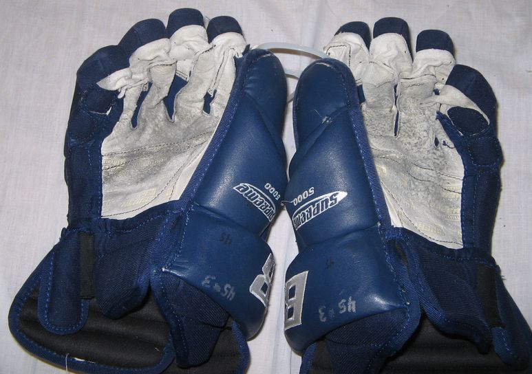  Pro Stock Asham Islander 14 Navy Ice Hockey Gloves Game Used