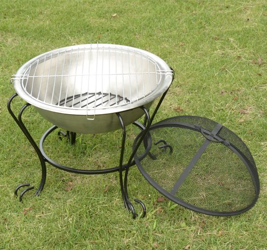  Mini Fire Pit Stainless Steel Stove BBQ Grill Fireplace Round