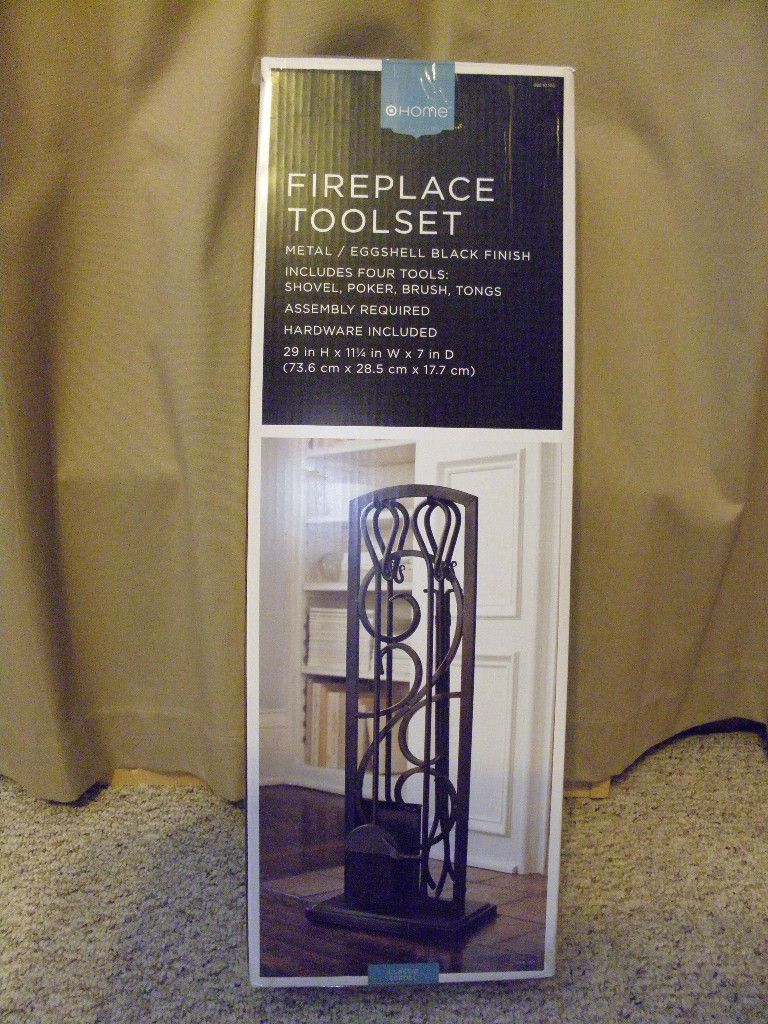 Fireplace Tool Set Black Eggshell Finish Classic Scroll