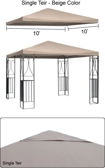 10 x10 canopy replacement top cover single tier beige color condition