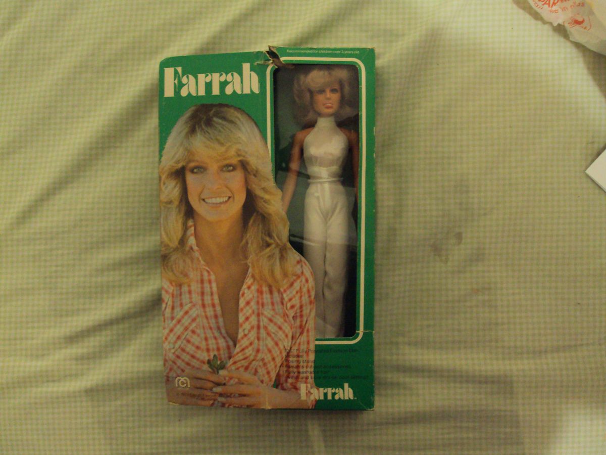 Vintage Farrah Fawcett Doll with Cut Out Accessories on Box