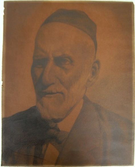 1933 Finkelstein w Old Pencil Drawing Jewish Man