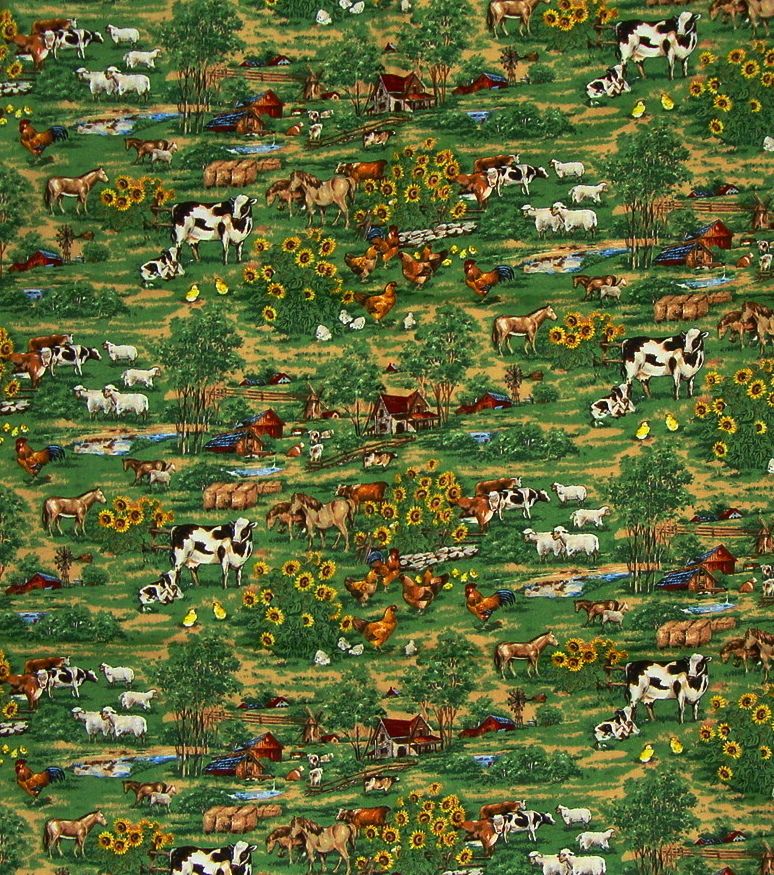   Messmore VIP Cranston Americana Farmland Scenic Cotton Print Fabric