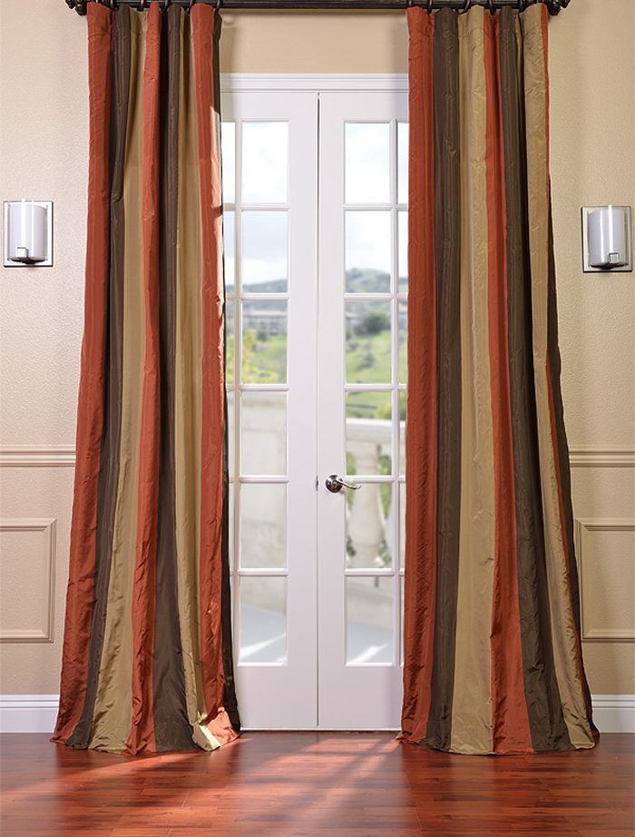 Burma Faux Silk Taffeta Stripe Curtains Drapes