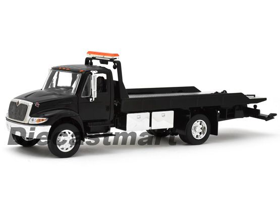  INTERNATIONAL DURASTAR 4400 FLATBED TOW TRUCK NEW DIECAST MODEL BLACK