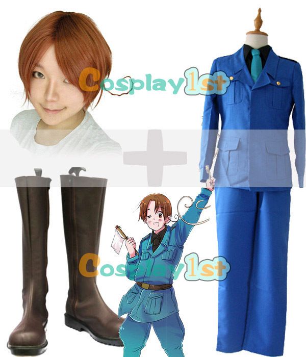  North Italy Cosplay Costume Set Feliciano Vargas Costume Wig and Boots