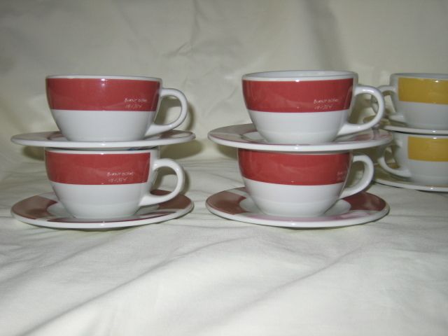FISHS EDDY PANTONE UNIVERSE LARGE COLORFUL RED PINK ALETTE CUP SAUCER
