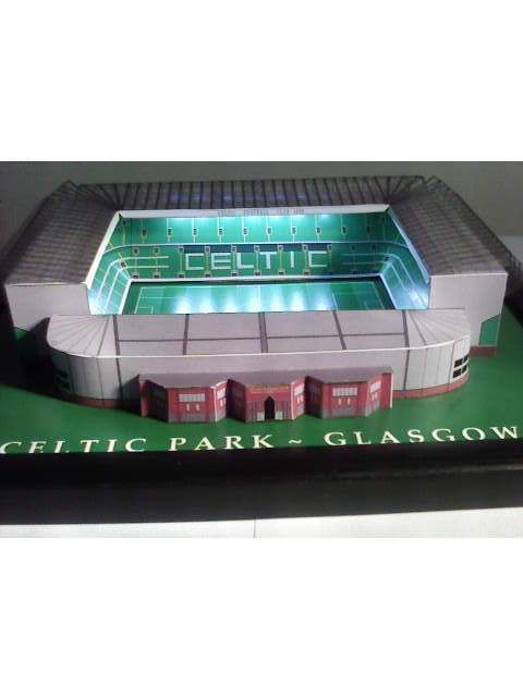   CELTIC PARK PARKHEAD HANDMADE MODEL STADIUM WITH WORKING FLOODLIGHTS