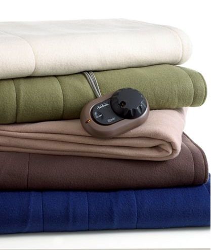 SUNBEAM   Slumber Rest Fleece Mushroom Brown King Heated Blanket