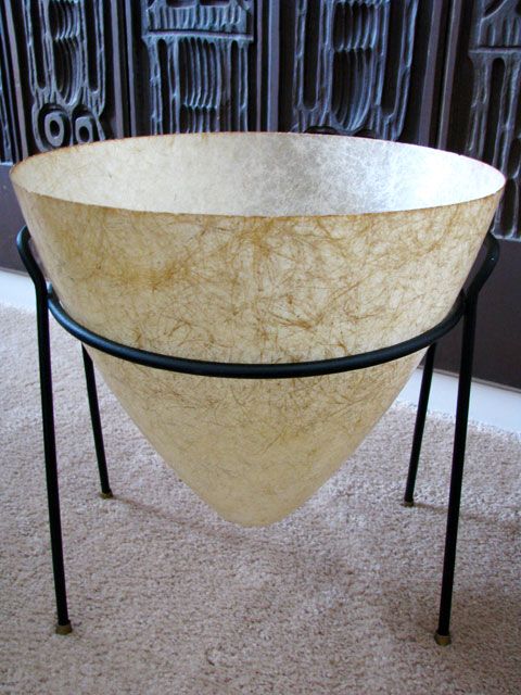 Mid Century Modern Fiberglass Bullet Planter on Stand Kimball Madmen