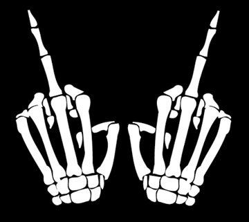 Skeleton Middle Finger Car Window Decal Sticker