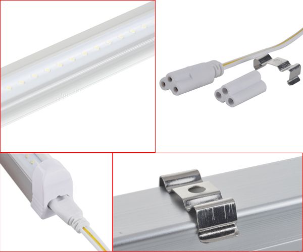  White SMD LED Light Tube Bar = 20W Fluorescent Lamp 85 265V + Socket