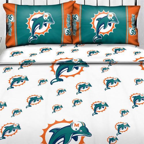   DOLPHINS Logo TWIN Single SHEET SET Football Sheets Sports Bedding