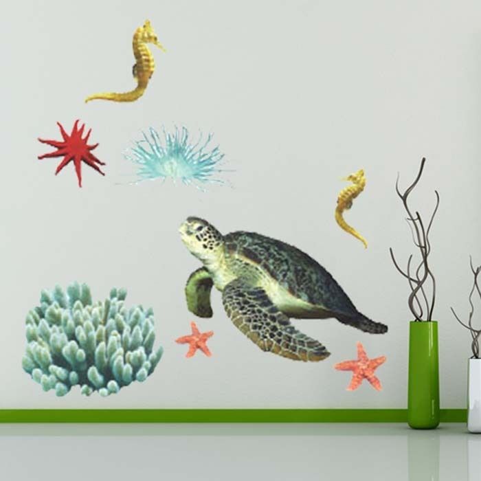 Fish Tortoise Kids Wall Decals Nursery Stickers Bathroom Decor Vinyl