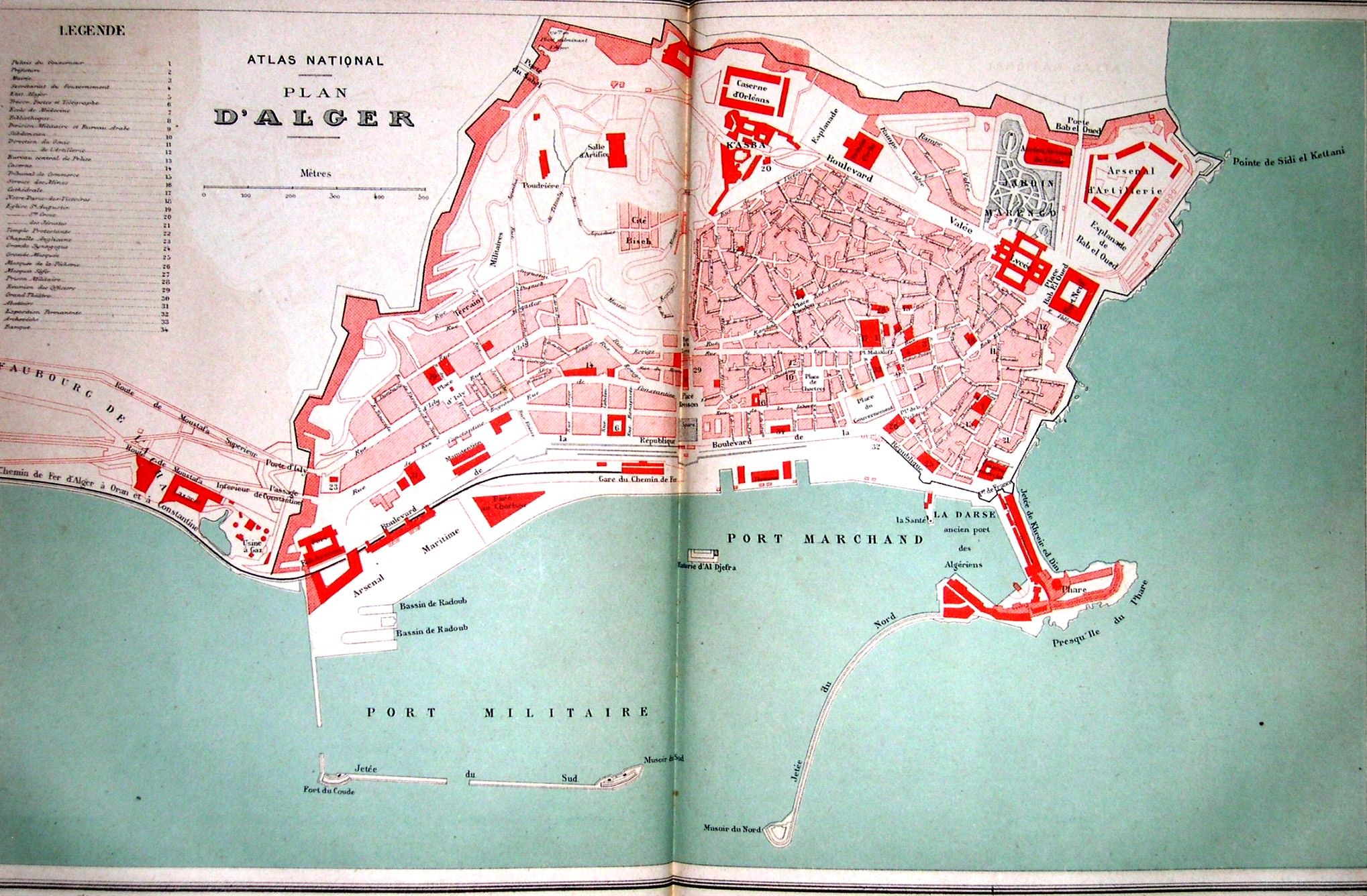 1877 Fayard Topographical Map Algeria Algiers Africa