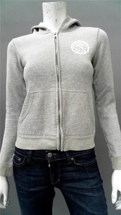 Abercrombie & Fitch Junior Cotton Zip Up Hoodie SZ S Gray Solid AUTH