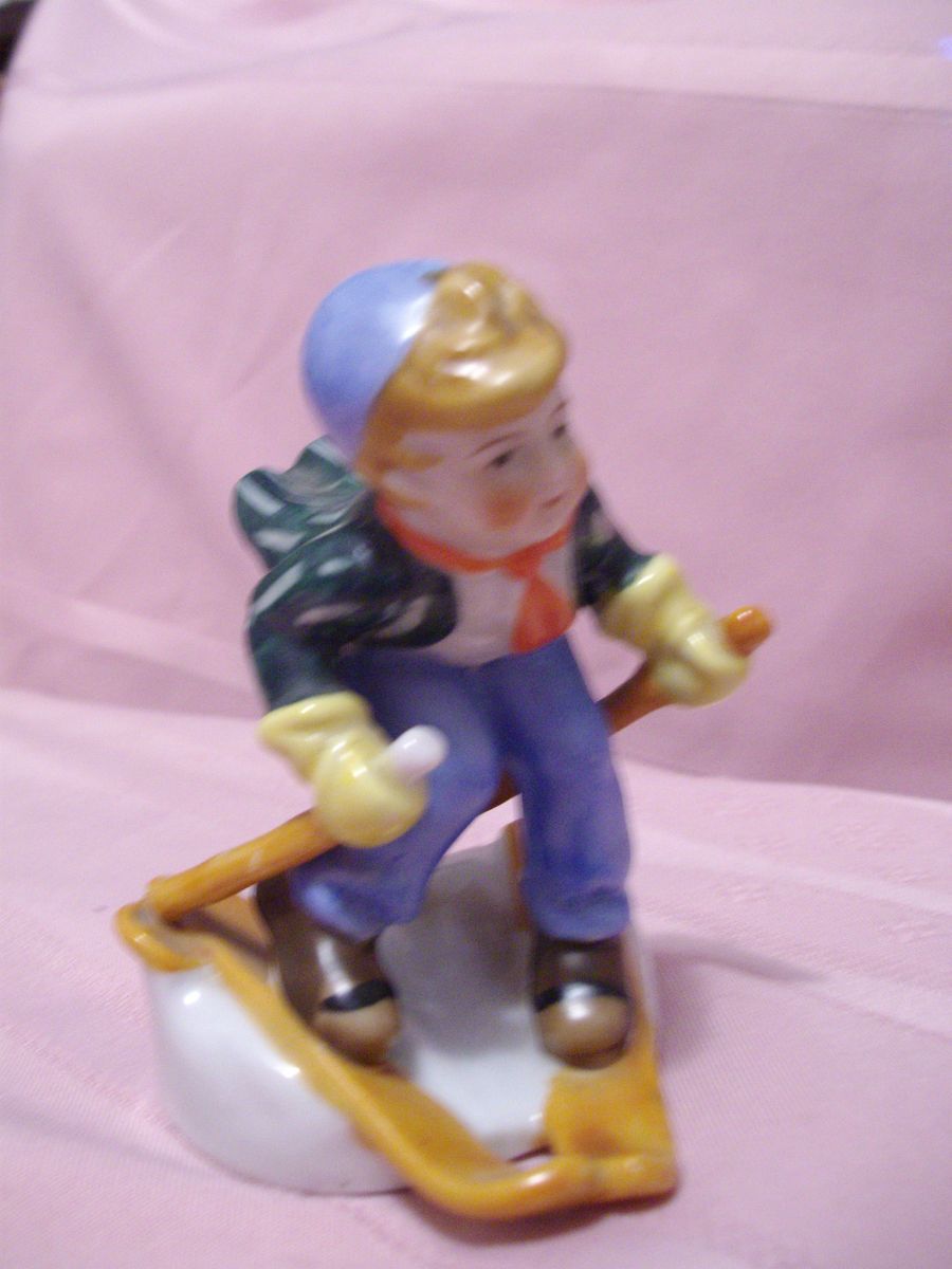 Vintage Occupied Japan Skier Figurine Hand Painted