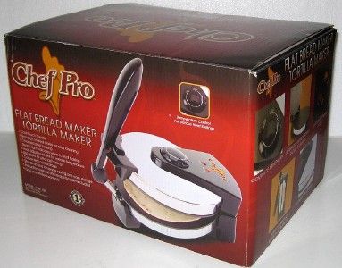  CHEF PRO FLAT BREAD AND TORTILLA MAKER Press Electric Cooker Flatbread